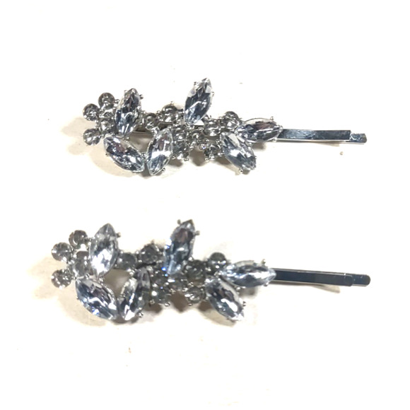 Stars Ablaze Hair Barrette Tension Clip Silver Tone Faux Pearls Party Weddingt - Picture 5 of 5